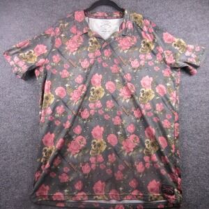 Grunt Style Shirt Mens 2XL Multicolor Skull Floral Allover Graphic Tee Patriotic